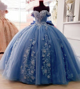 2025 Off Shoulder Vintage Quinceanera Dresses 3D Floral Applique Sweet 16 Gowns MyChicDress